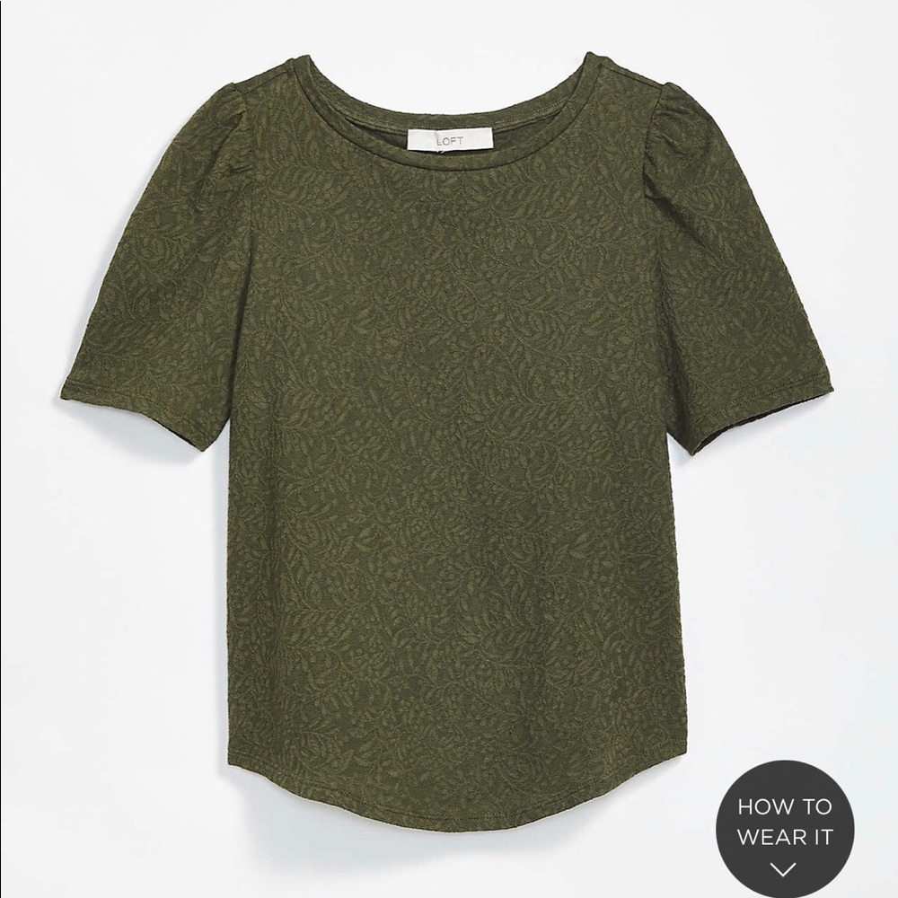 NWT Loft Lace Puff Sleeve Tee